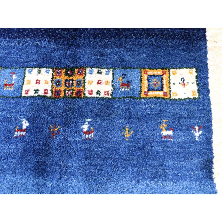 ギャベ ギャッベ イラン産手織り  ブルーグラデーション　アイボリーのボーダー | ブランド登録なし | 05