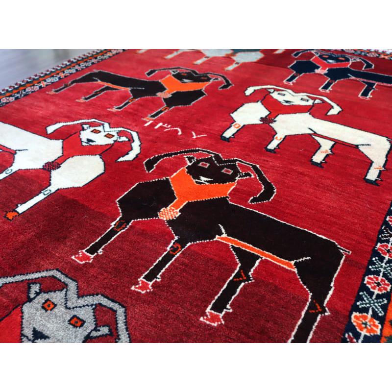 イランの手織りラグ ギャッベ185x123cm　ヒジュラ歴1387年＝西暦1967年  ８匹のヤギ | ブランド登録なし | 06