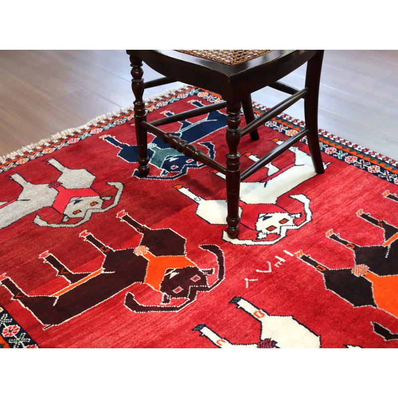 イランの手織りラグ ギャッベ185x123cm　ヒジュラ歴1387年＝西暦1967年  ８匹のヤギ | ブランド登録なし | 08