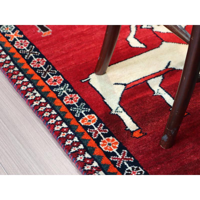 イランの手織りラグ ギャッベ185x123cm　ヒジュラ歴1387年＝西暦1967年  ８匹のヤギ | ブランド登録なし | 09