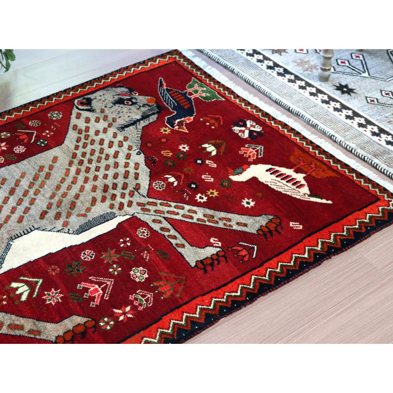 イランの手織りラグ オールドギャッベ 175x100cm ヒョウと鳥たち | ブランド登録なし | 02