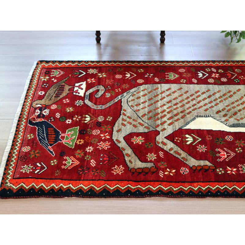 イランの手織りラグ オールドギャッベ 175x100cm ヒョウと鳥たち | ブランド登録なし | 03
