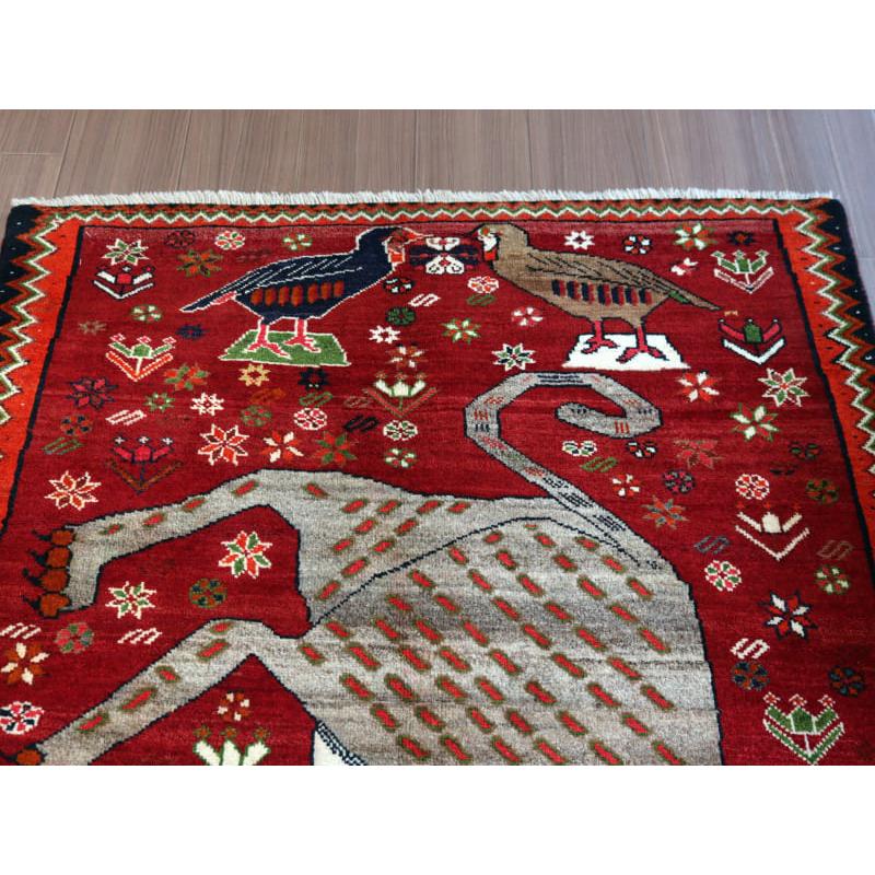 イランの手織りラグ オールドギャッベ 175x100cm ヒョウと鳥たち | ブランド登録なし | 04