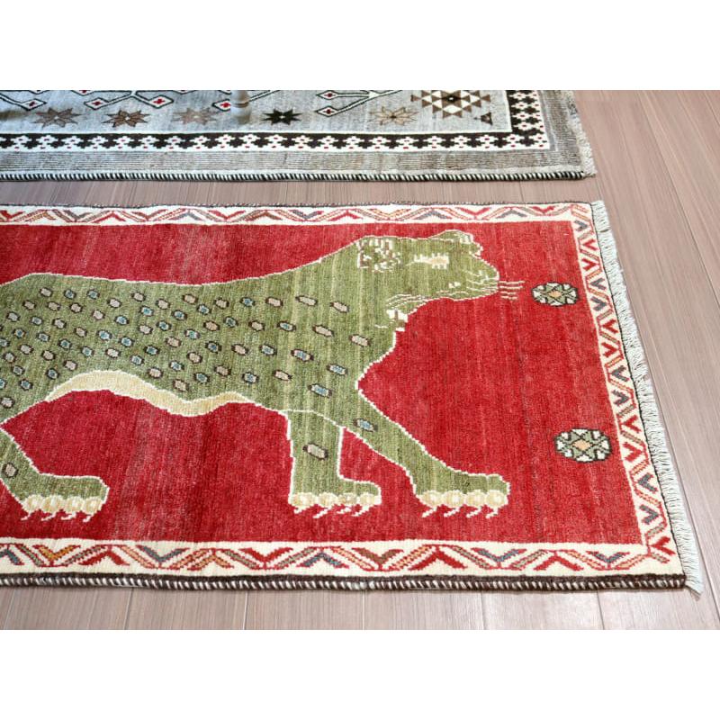 ギャッベ イランの手織りラグ 130x85cm 精悍な顔つきのヒョウ | ブランド登録なし | 02