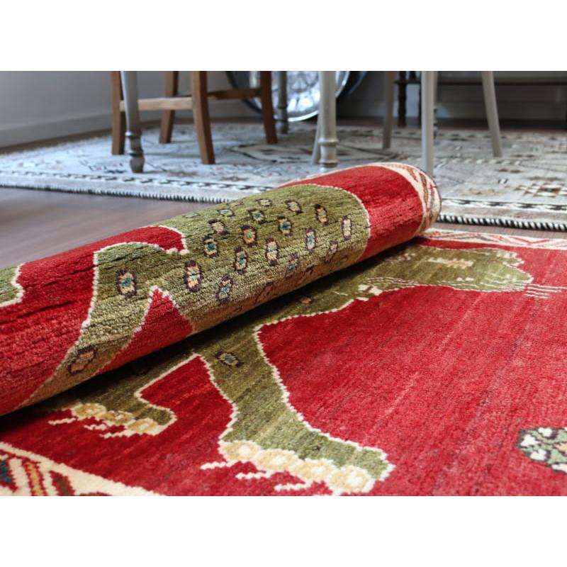 ギャッベ イランの手織りラグ 130x85cm 精悍な顔つきのヒョウ | ブランド登録なし | 08