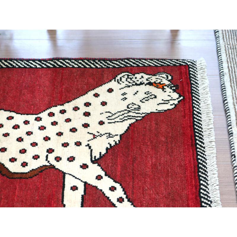 イランの手織りラグ ギャッベ 92x65cm 白いヒョウ | ブランド登録なし | 02