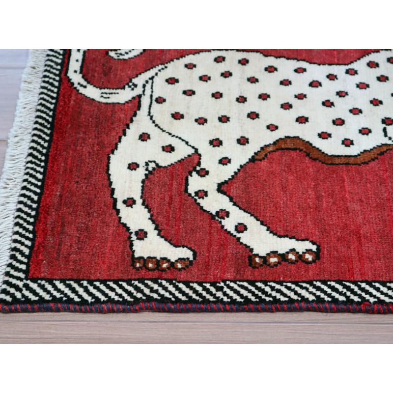 イランの手織りラグ ギャッベ 92x65cm 白いヒョウ | ブランド登録なし | 03