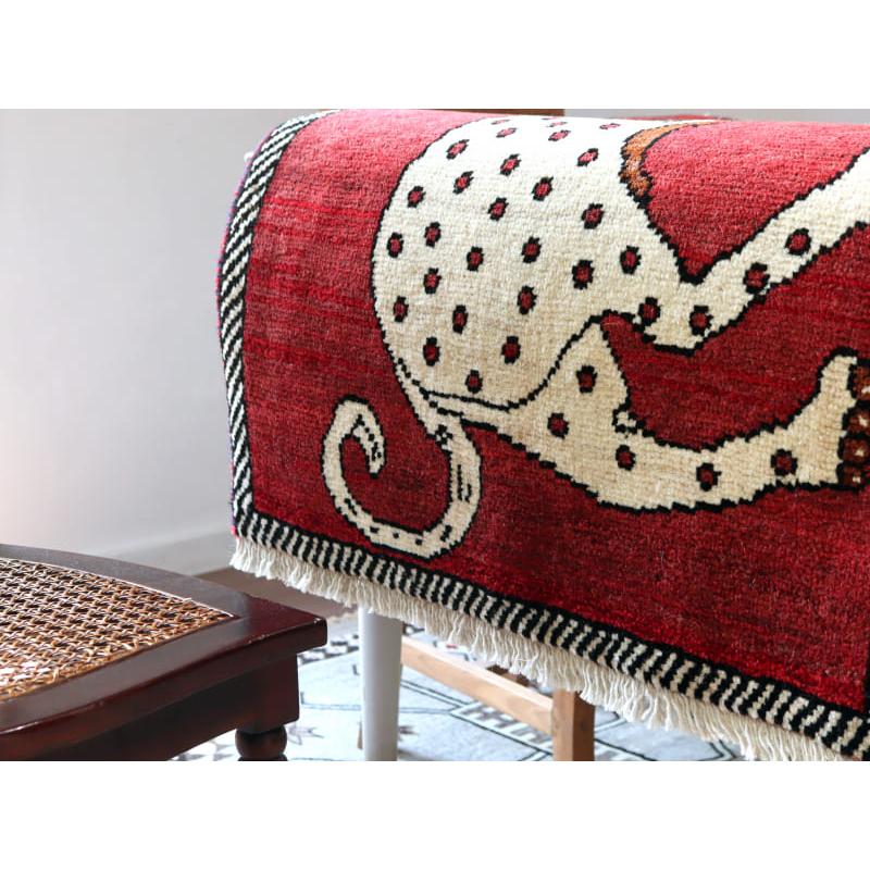 イランの手織りラグ ギャッベ 92x65cm 白いヒョウ | ブランド登録なし | 04