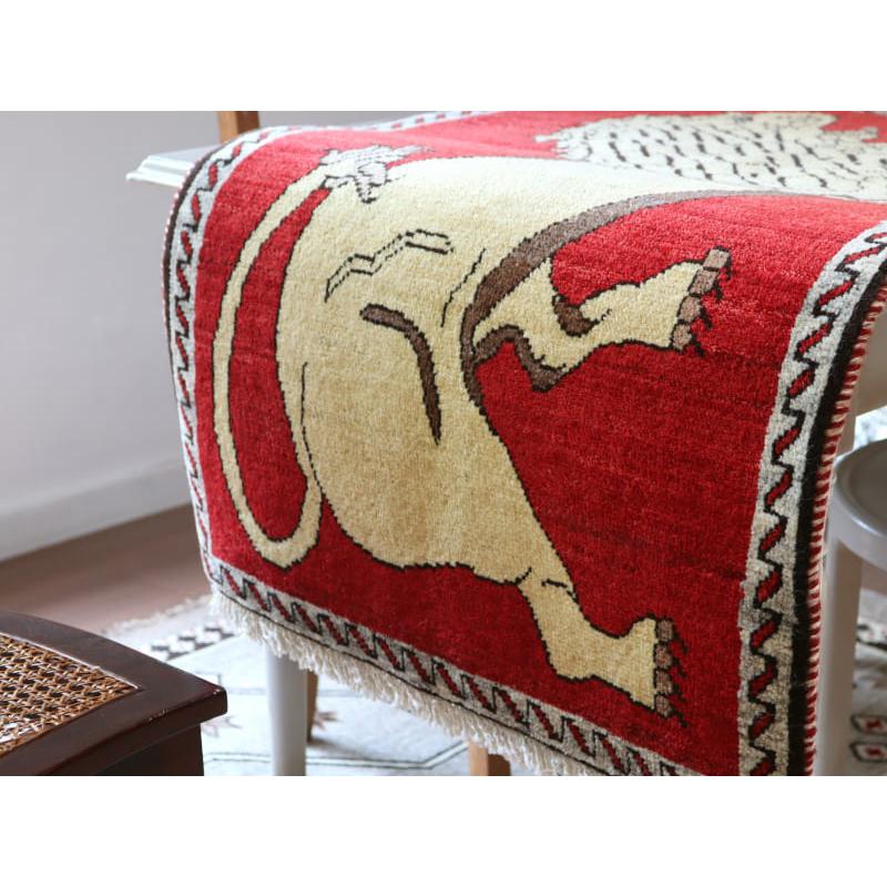 ギャッベ イランの手織りラグ 95x65cm 吠えるライオン | ブランド登録なし | 03