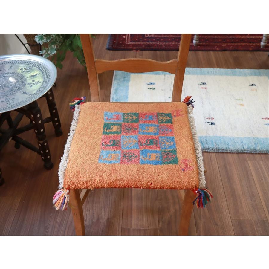 ギャッベ イラン産手織り 座布団サイズ 40x40cm オレンジ |  | 01
