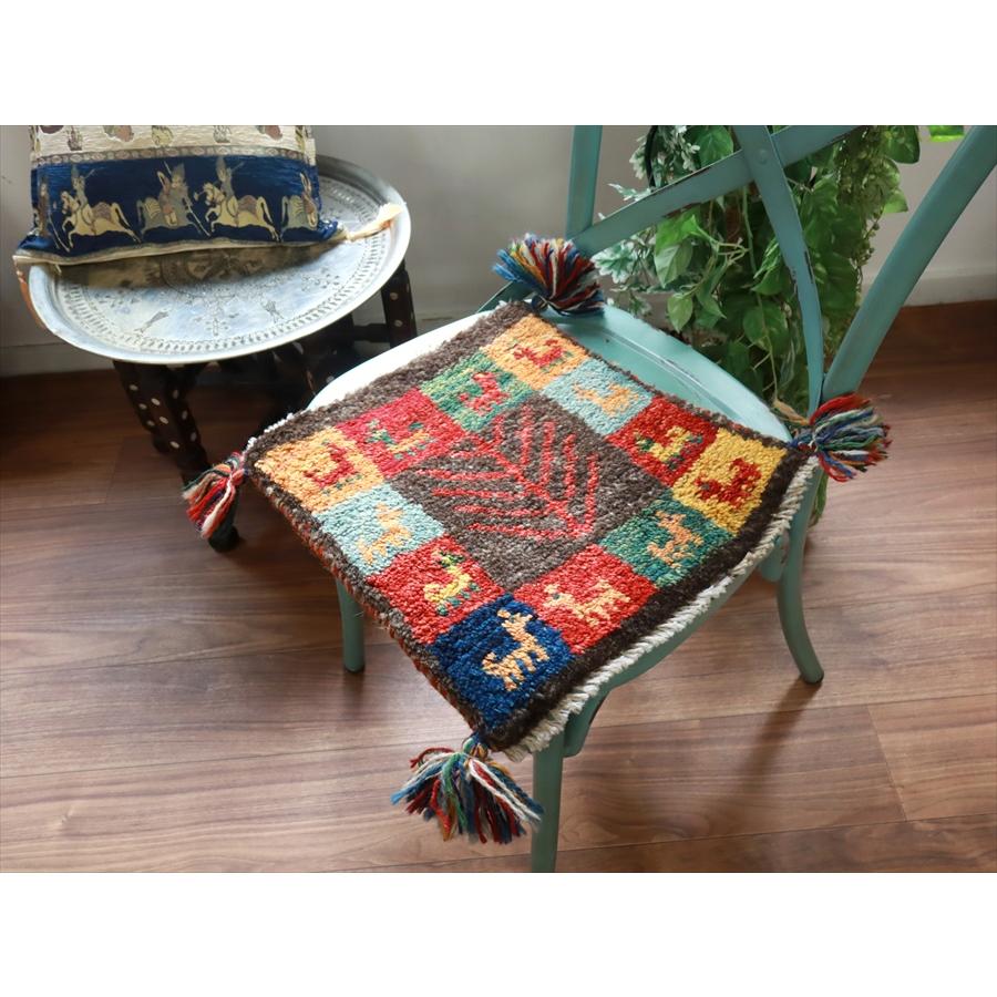 ギャッベ イラン産手織り 座布団サイズ 39x37cm |  | 01