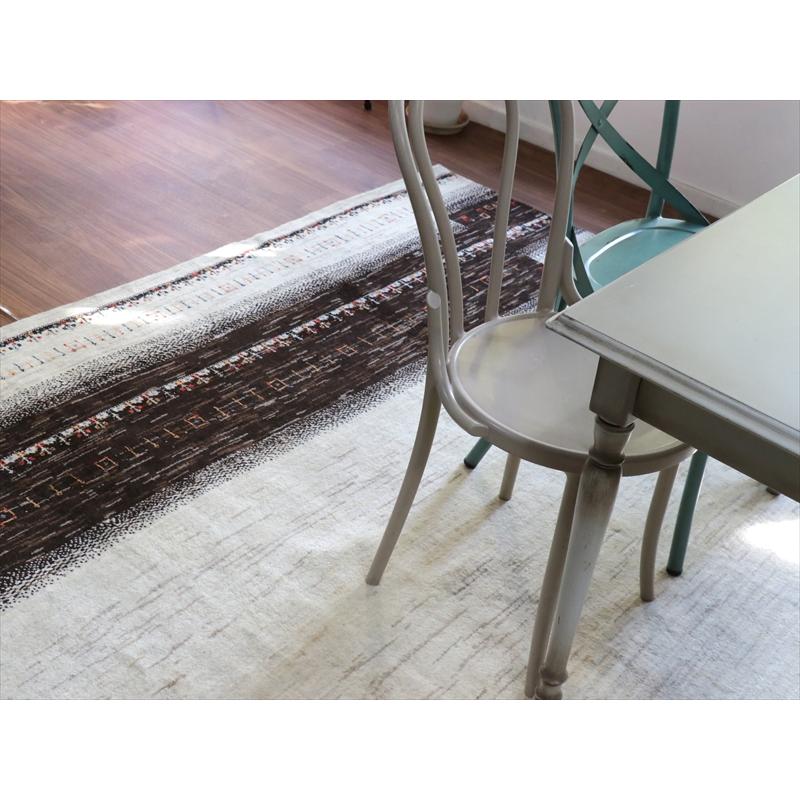 ギャッベ 手織り イラン 特大8M2 リズバフト 細かな織り 333x256cm ナチュラルアイボリー　無地　ダークブラウンのボーダー |  | 16