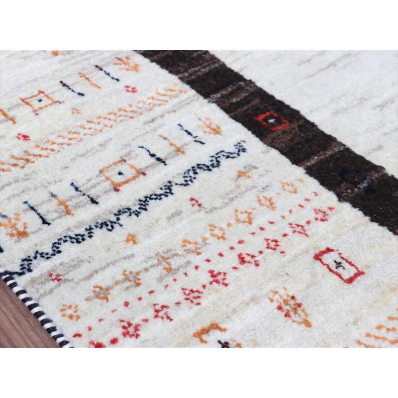 ギャッベ 手織り イラン 特大8M2 リズバフト 細かな織り 333x256cm ナチュラルアイボリー　無地　ダークブラウンのボーダー |  | 07