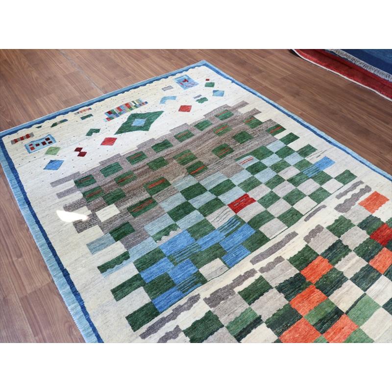 ギャッベ リズバフト  254x185cm タイルとテント　抽象画デザイン　イラン　手織り |  | 02