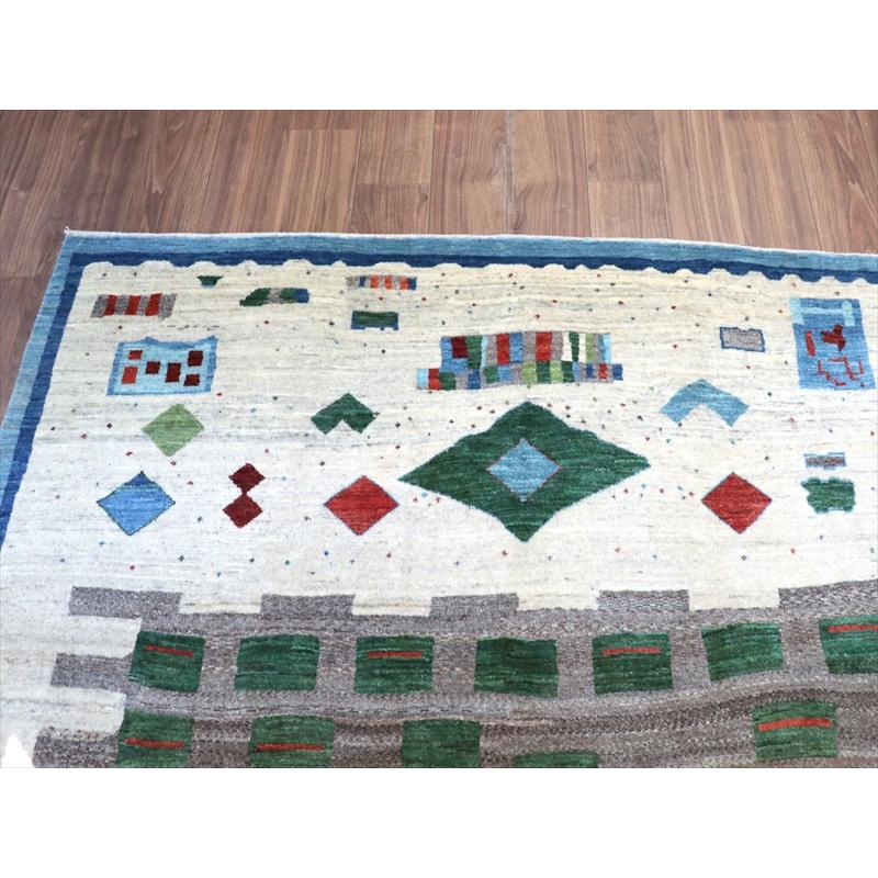 ギャッベ リズバフト  254x185cm タイルとテント　抽象画デザイン　イラン　手織り |  | 03