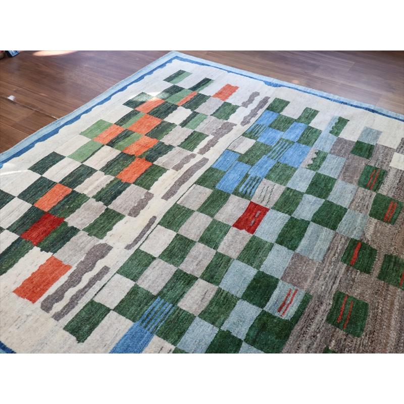 ギャッベ リズバフト  254x185cm タイルとテント　抽象画デザイン　イラン　手織り |  | 04