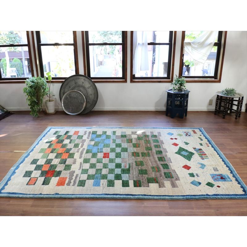 ギャッベ リズバフト  254x185cm タイルとテント　抽象画デザイン　イラン　手織り |  | 05