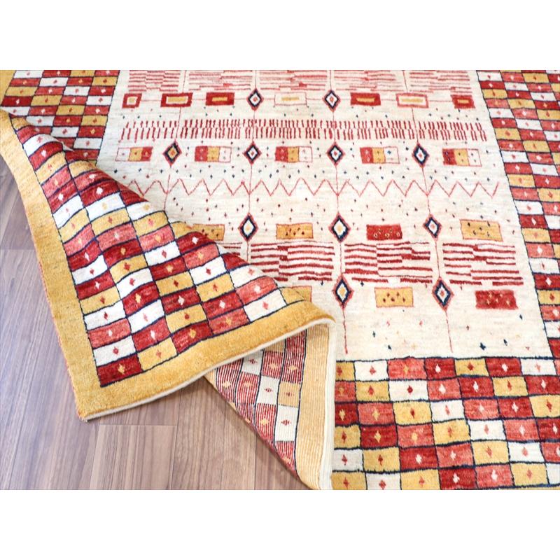 ギャベ　リズバフト 【別倉庫】 277x173cm 緻密な幾何学モチーフ　レッド＆オレンジ　イラン　手織り |  | 11