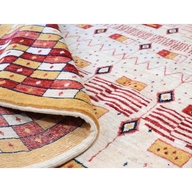 ギャベ　リズバフト 【別倉庫】 277x173cm 緻密な幾何学モチーフ　レッド＆オレンジ　イラン　手織り |  | 12