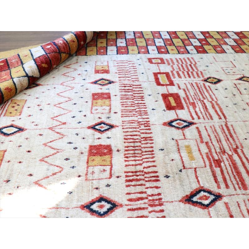 ギャベ　リズバフト 【別倉庫】 277x173cm 緻密な幾何学モチーフ　レッド＆オレンジ　イラン　手織り |  | 13