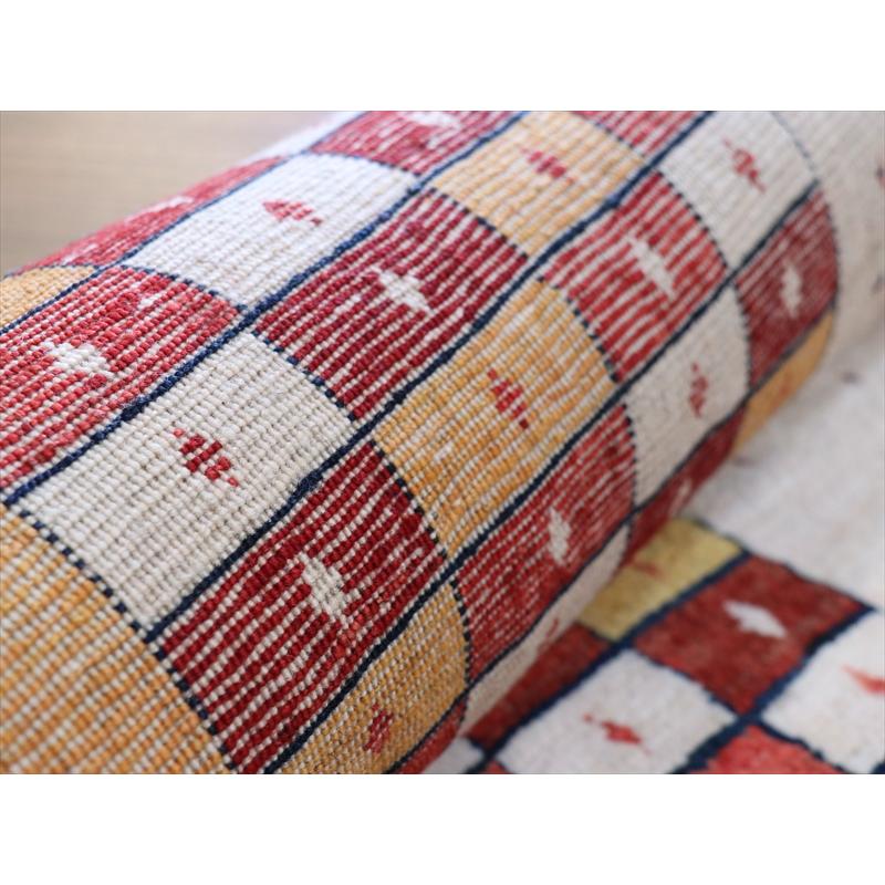 ギャベ　リズバフト 【別倉庫】 277x173cm 緻密な幾何学モチーフ　レッド＆オレンジ　イラン　手織り |  | 15