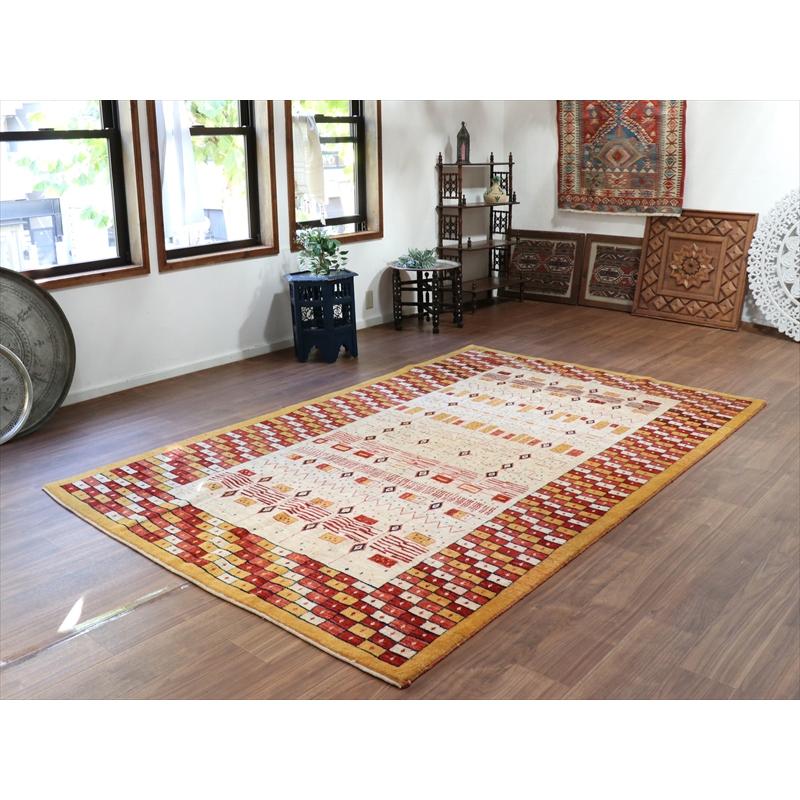 ギャベ　リズバフト 【別倉庫】 277x173cm 緻密な幾何学モチーフ　レッド＆オレンジ　イラン　手織り |  | 01