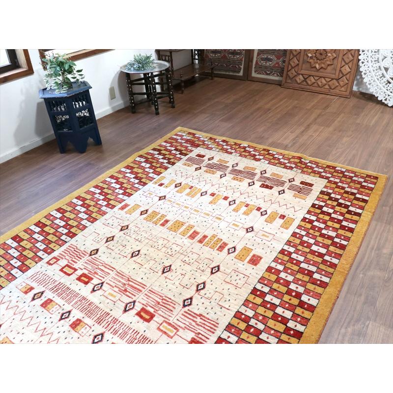 ギャベ　リズバフト 【別倉庫】 277x173cm 緻密な幾何学モチーフ　レッド＆オレンジ　イラン　手織り |  | 03