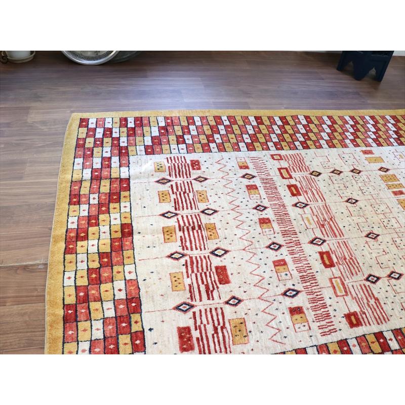 ギャベ　リズバフト 【別倉庫】 277x173cm 緻密な幾何学モチーフ　レッド＆オレンジ　イラン　手織り |  | 04
