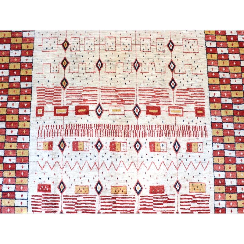 ギャベ　リズバフト 【別倉庫】 277x173cm 緻密な幾何学モチーフ　レッド＆オレンジ　イラン　手織り |  | 05
