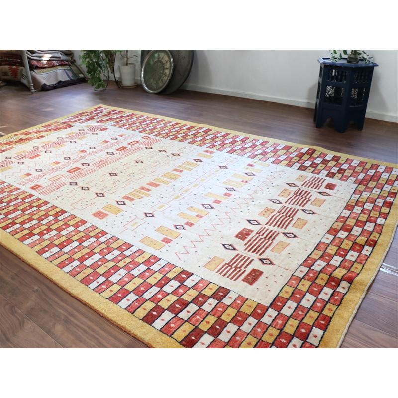 ギャベ　リズバフト 【別倉庫】 277x173cm 緻密な幾何学モチーフ　レッド＆オレンジ　イラン　手織り |  | 08