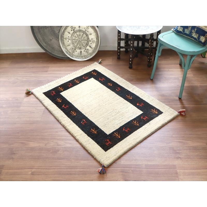 ギャッベ イラン 手織りラグ 118x82cm Gabbeh ナチュラル＆ブラック |  | 02