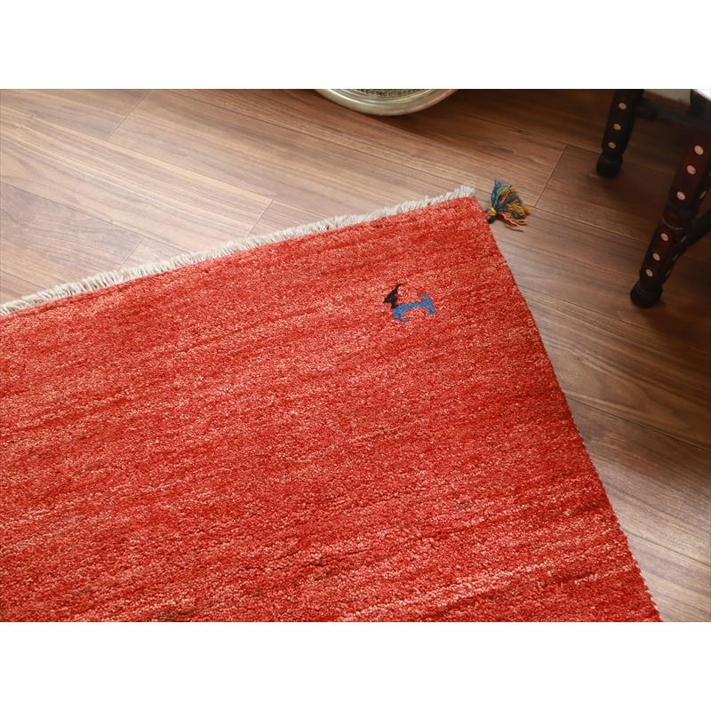 ギャッベ 90's イラン 手織りラグ 113x82cm 素朴な織り　明るいレッド |  | 02