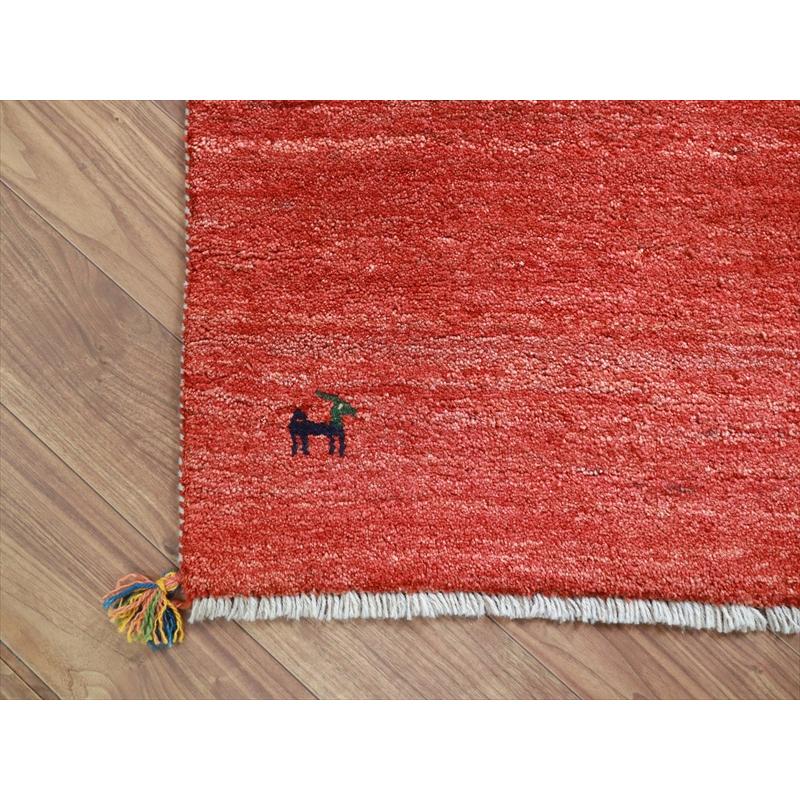 ギャッベ 90's イラン 手織りラグ 113x82cm 素朴な織り　明るいレッド |  | 07