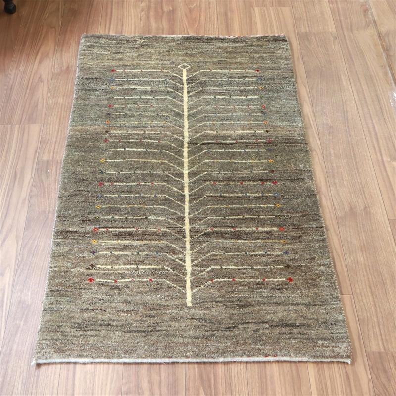 ギャッベ イラン 手織りラグ 123x78cm Gabbeh Nomad 無染色のグレー　生命の木 | 