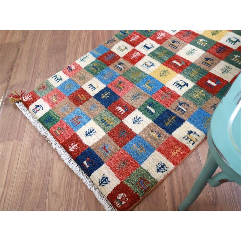 ギャッベ イラン 手織りラグ 131x83cm Gabbeh タイル　小さなモチーフ |  | 07