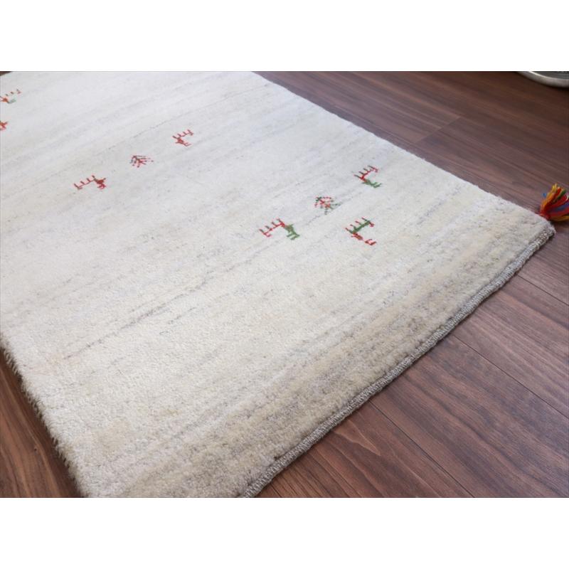 ギャッベ イラン 手織りラグ 127x74cm ナチュラルアイボリー　動物モチーフ |  | 03