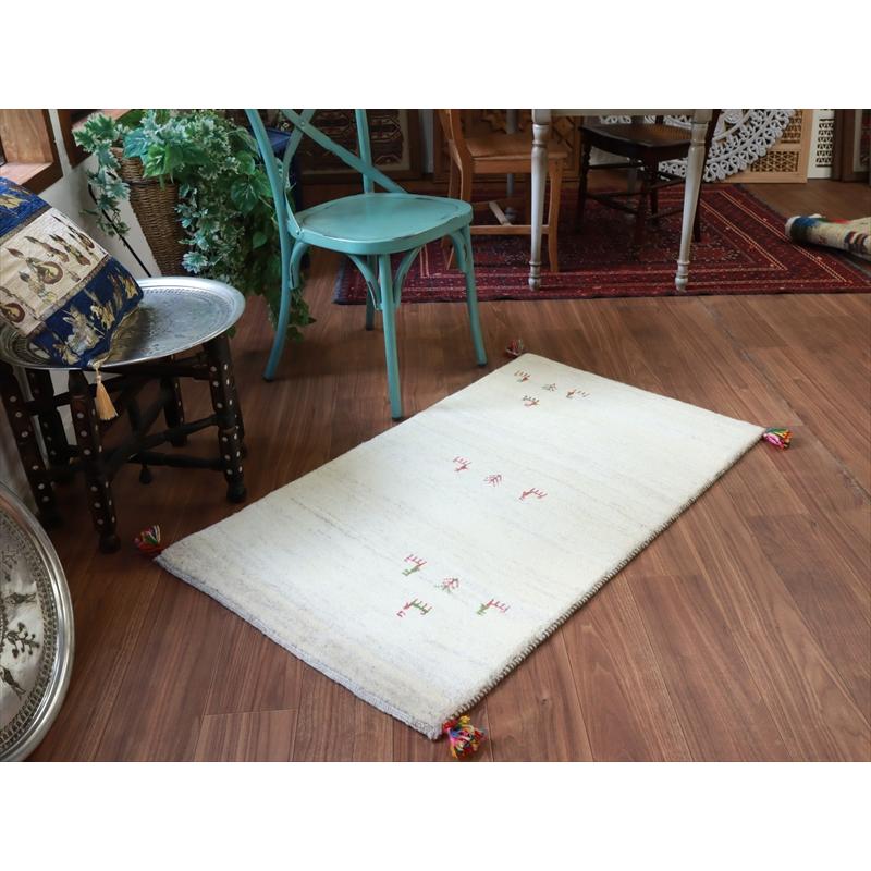 ギャッベ イラン 手織りラグ 127x74cm ナチュラルアイボリー　動物モチーフ |  | 06