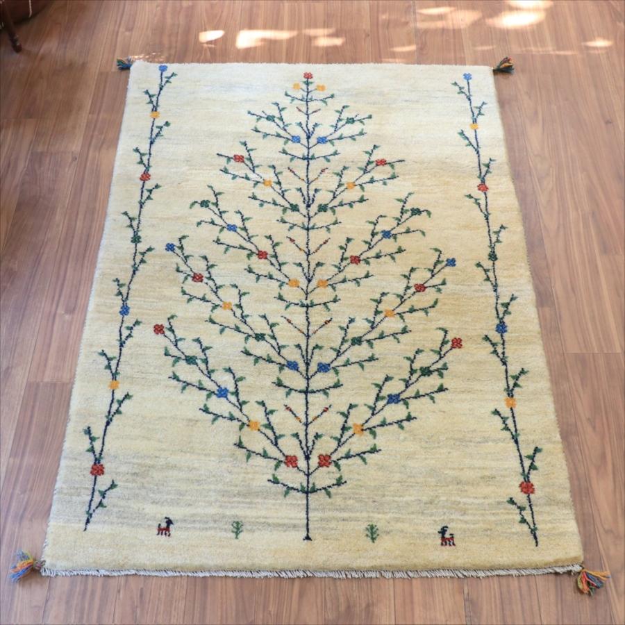 ギャッベ ナチュラル 生命の木 174x120cm ナチュラルアイボリー イラン産 手織りラグ | 