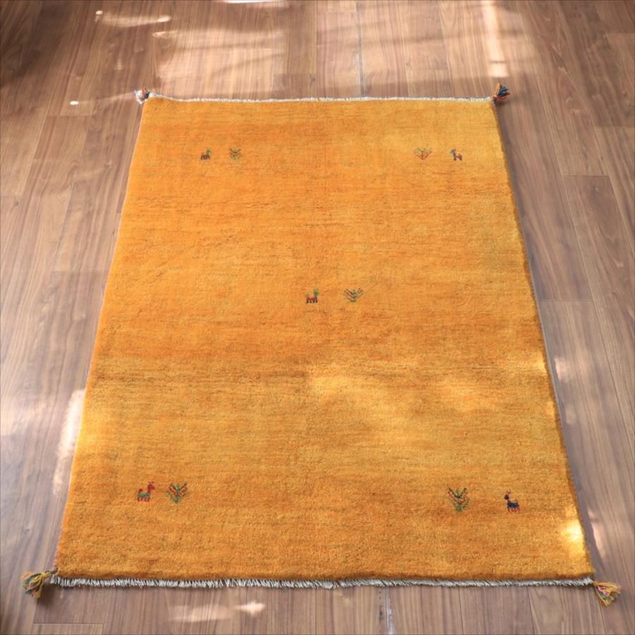 Gabbeh ギャッベ イエロー無地 166x119cm イラン産 手織りギャッベ トライバルラグ | 