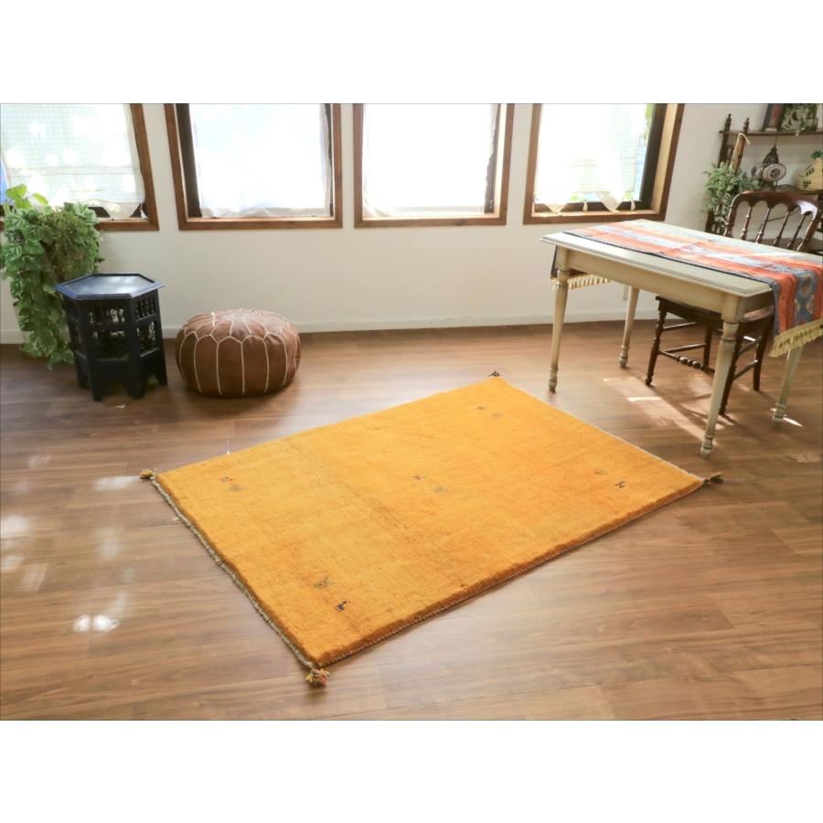 Gabbeh ギャッベ イエロー無地 166x119cm イラン産 手織りギャッベ トライバルラグ |  | 01