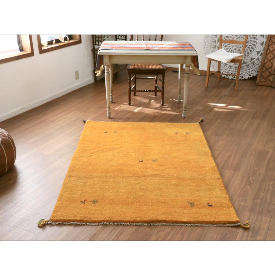 Gabbeh ギャッベ イエロー無地 166x119cm イラン産 手織りギャッベ トライバルラグ |  | 02