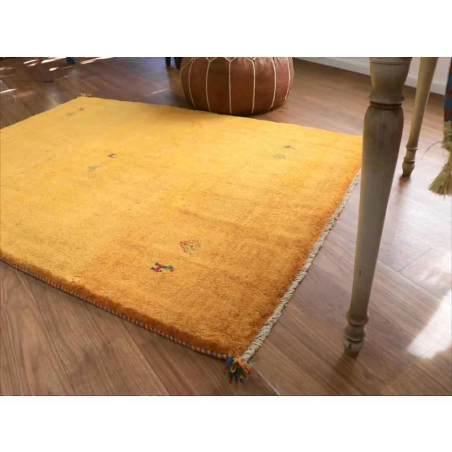 Gabbeh ギャッベ イエロー無地 166x119cm イラン産 手織りギャッベ トライバルラグ |  | 05