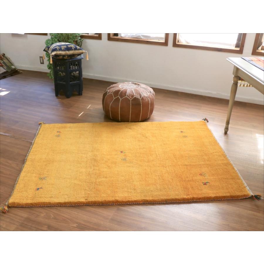 Gabbeh ギャッベ イエロー無地 166x119cm イラン産 手織りギャッベ トライバルラグ |  | 07