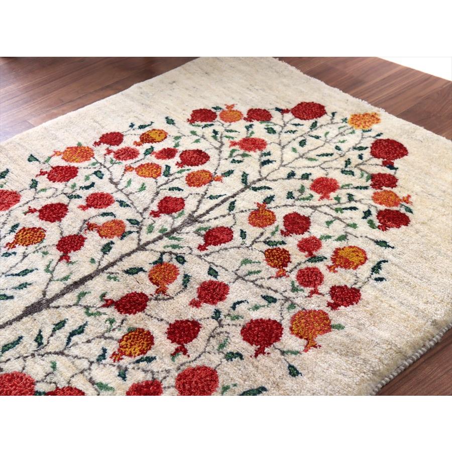 ギャッベ イランの手織りラグ 149x105cm ザクロの樹 アイボリー |  | 03