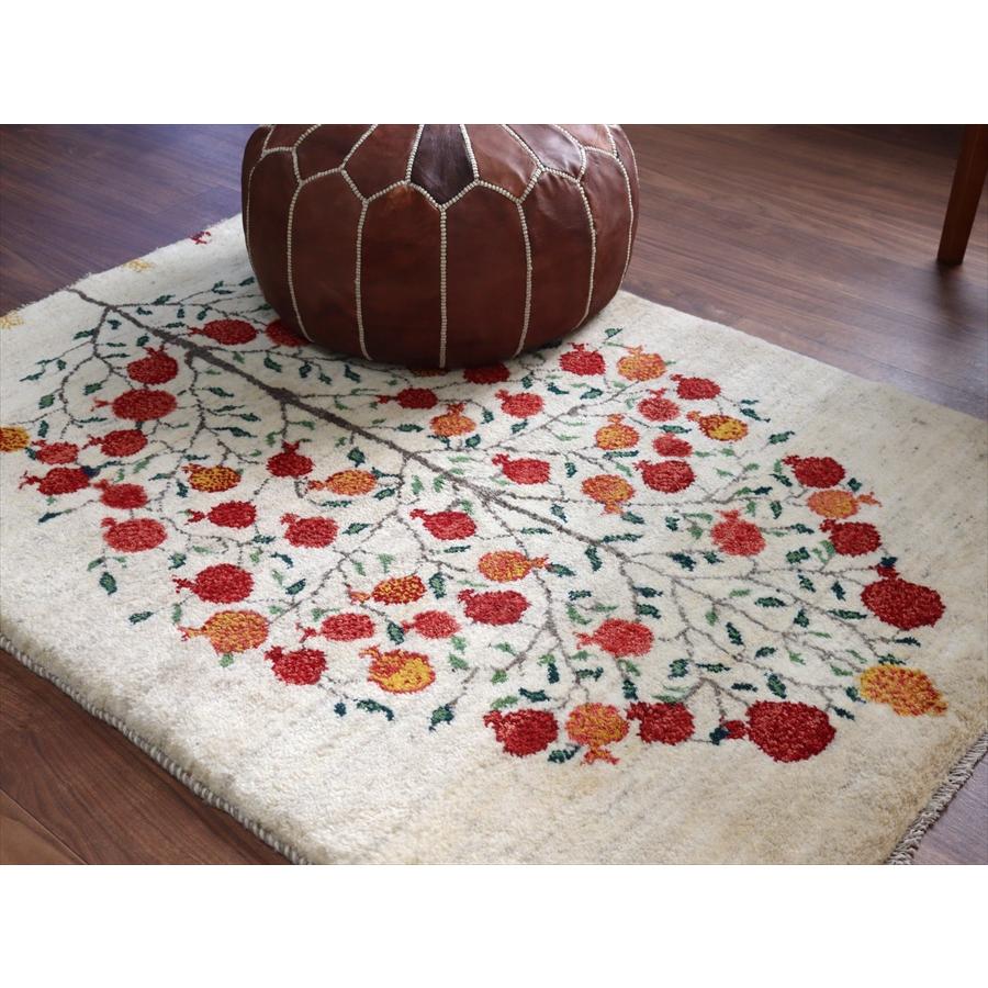 ギャッベ イランの手織りラグ 149x105cm ザクロの樹 アイボリー |  | 04