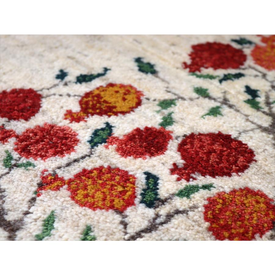 ギャッベ イランの手織りラグ 149x105cm ザクロの樹 アイボリー |  | 06