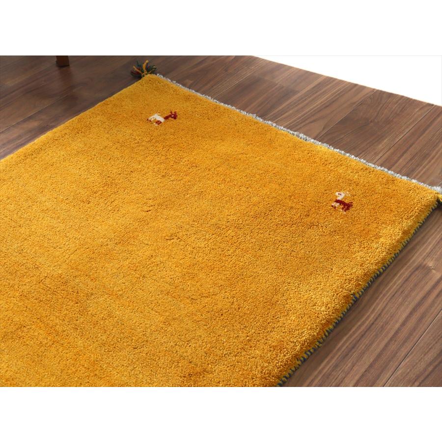 イランの手織りラグ ギャッベ 127x82cm オレンジ シンプルモチーフ |  | 02