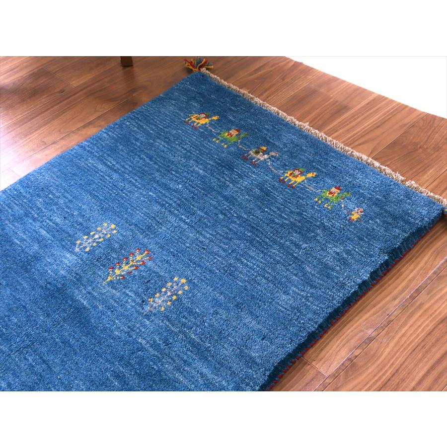 ギャッベ イランの手織りラグ 118x81cm ラクダのキャラバン ブルー |  | 01