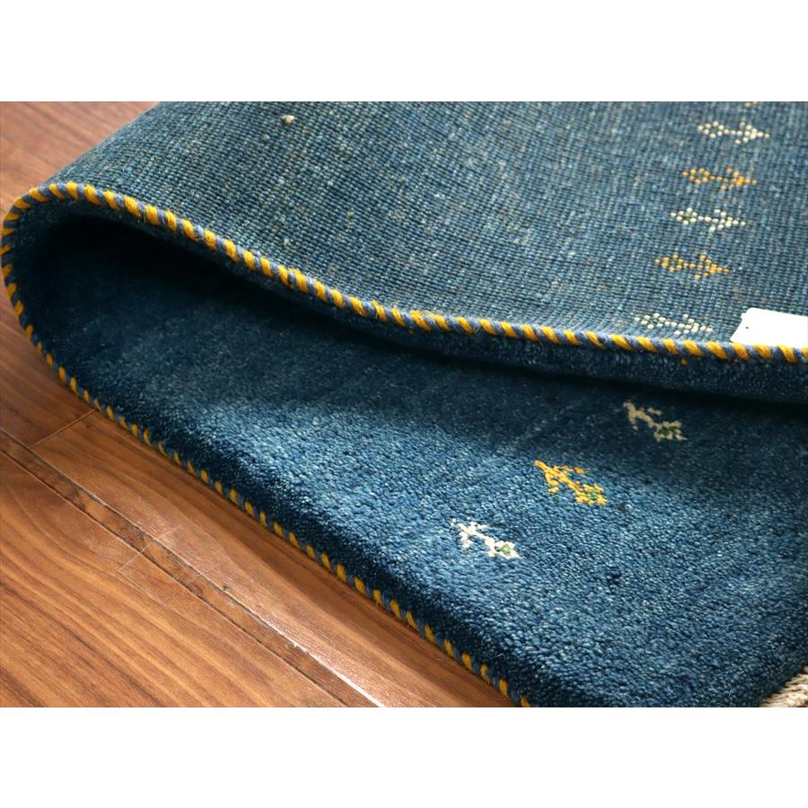 イランの手織りラグ ギャッベ 120x80cm 植物と動物 ブルー |  | 06