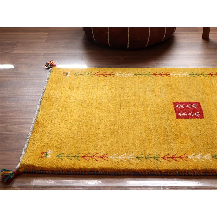 イランの手織りラグ ギャッベ 123x80cm イエロー 生命の樹と動物 |  | 03